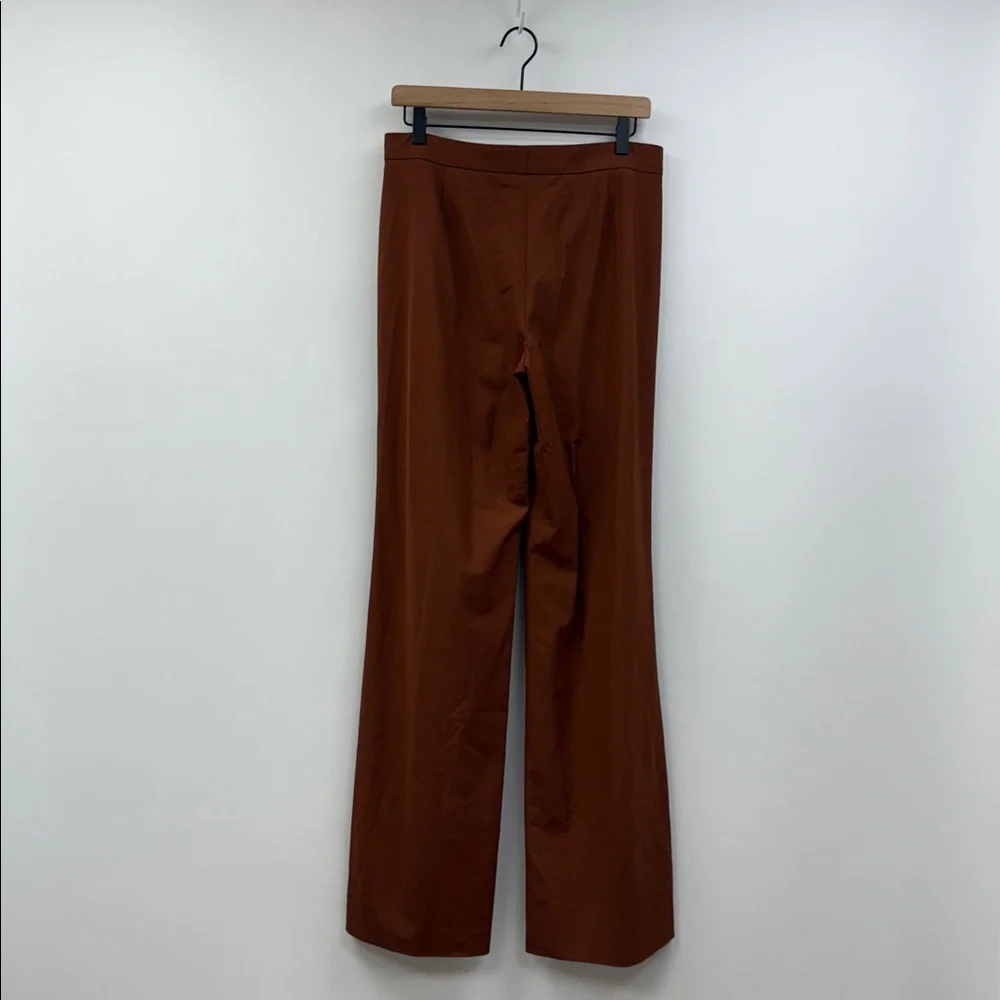 Theory High Slit Trouser Stretch Wool High Rise Flared Wide Leg Pant Brandy 6 - Picture 7 of 11
